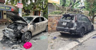 Ba ôtô cháy trong đêm, nghi bị người đàn ông châm lửa ở bánh xe