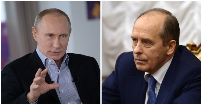 Ông Aleksandr Bortnikov (bên phải), giám đốc Tổng cục An ninh Nga, được coi là ứng viên tiềm năng có thể lật đổ Tổng thống Putin (ảnh: Wikimedia Commons).
