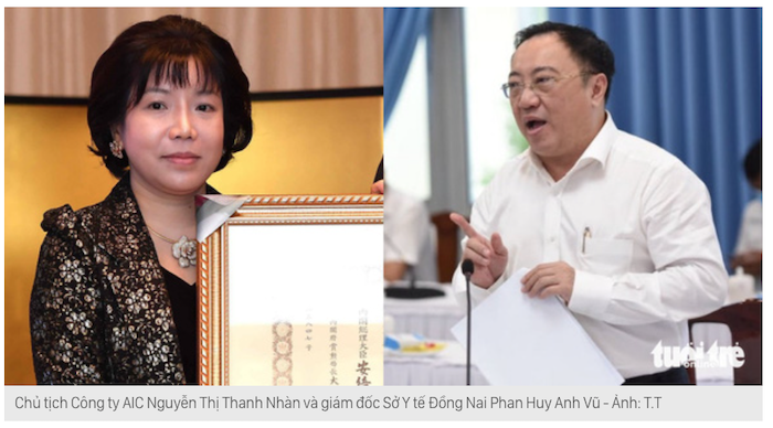 Công an bắt giữ ông Phan Huy Anh Vũ và bà Nguyễn Thị Thanh Nhàn (ảnh chụp màn hình Tuổi Trẻ).