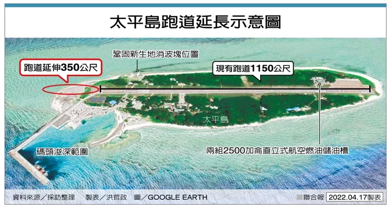 Đài Loan có kế hoạch mở rộng đường băng trên đảo Ba Đình, quần đảo Trường Sa, Biển Đông (ảnh: UDN).