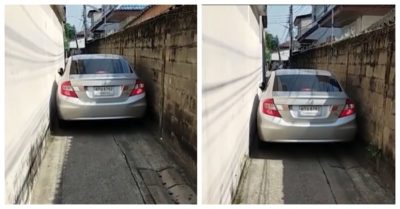 Video: Nữ tài xế lái ôtô cụp 2 gương qua con hẻm rộng chưa đến 2m để đi làm