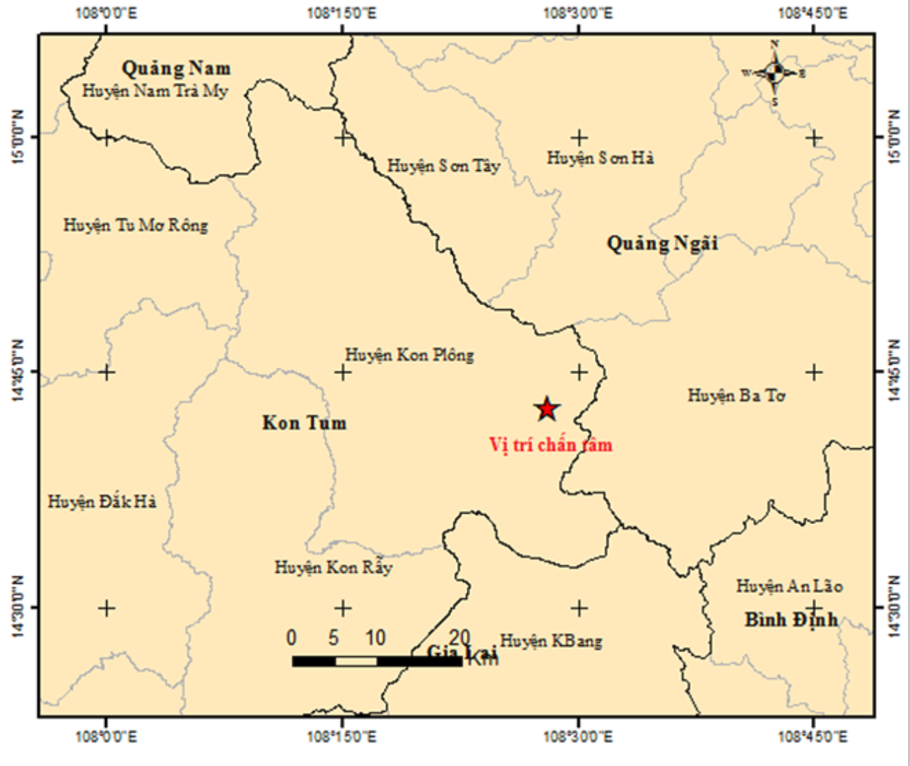 4 ngày, Kon Tum xảy ra gần 20 trận động đất