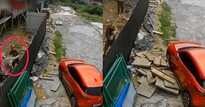 Video: Chủ xe ôtô hú vía khi đỗ xe gần công trình