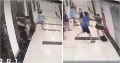 Người đàn ông vô cớ xô đẩy, đánh phụ nữ đi cùng thang máy