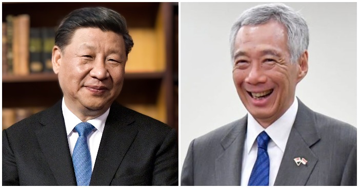 Chủ tịch Trung Quốc Tập Cận Bình và Thủ tướng Singapore Lý Hiển Long (ảnh: Wikimedia Commons/Picryl).