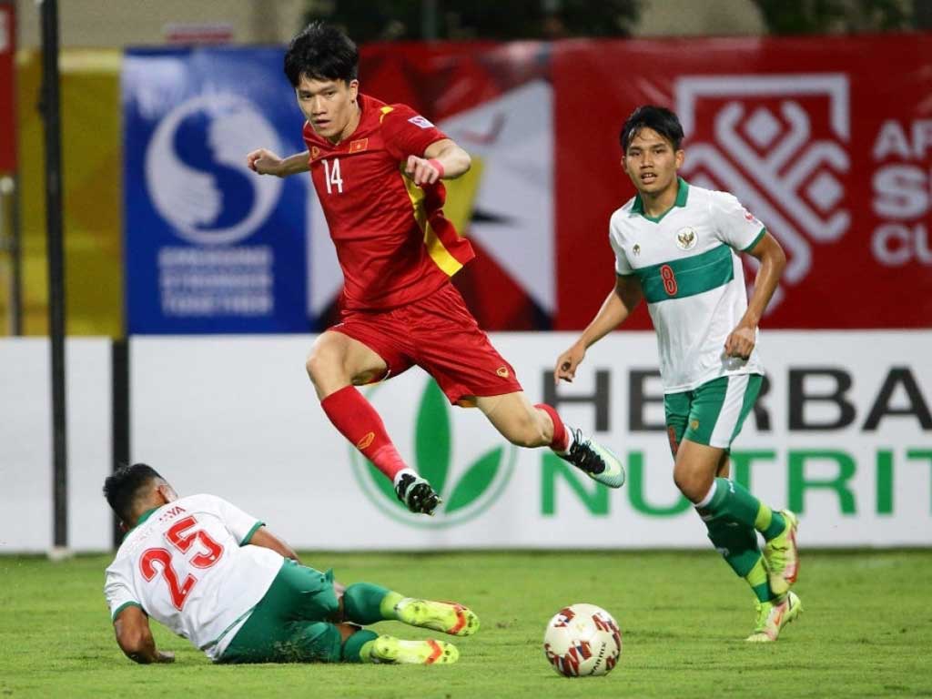 Cầu thủ Hoàng Đức trong trận Việt Nam hòa Indonesia 0-0 tại AFF Cup 2020 (ảnh: AFF).