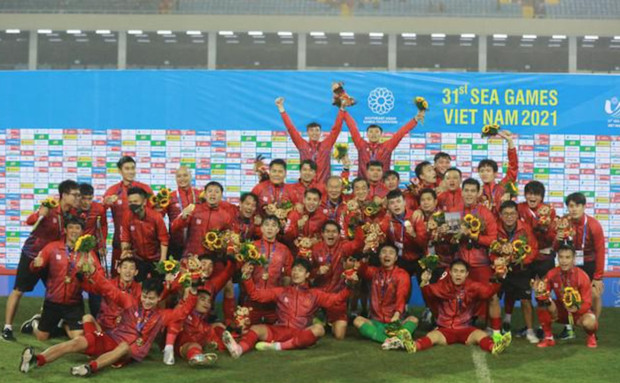 U23 Việt Nam giành huy chương vàng SEA Games 31 (ảnh chụp màn hình 24h).