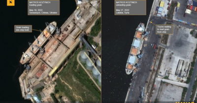 Ảnh vệ tinh: Tàu mang cờ Nga chở ngũ cốc Ukraine tới Syria