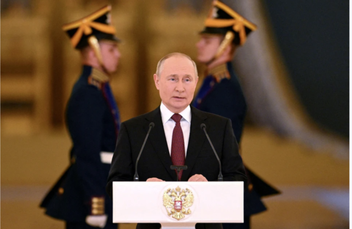 Tổng thống Vladimir Putin  phát biểu vào ngày 30 tháng 9 năm 2022 (ảnh: Chụp qua màn hình REUTERS). 